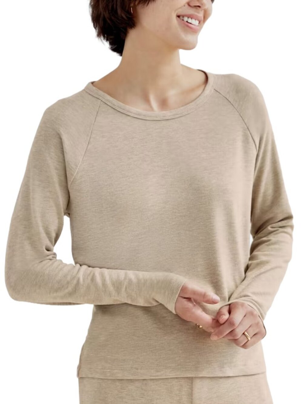 Aritzia Wilfred Free Lounge Oatmeal Long Sleeve Shirt Top Cream — Size S